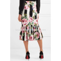 Floral-print Silk-blend Midi Skirt Manufacture Wholesale Fashion Women Apparel (TA3053S)